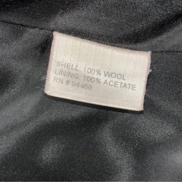 Women's Vintage Liz Claiborne Black 100% Wool Double-Breasted Long Overcoat - Picture 5 of 13